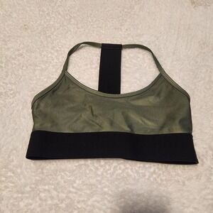 NOLI Sport Bra Olive Green Black Racerback Workout Athletic Women's Size S